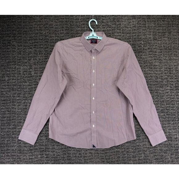 UNTUCKit Other - UNTUCKit Shirt Mens Large Maroon White Gingham Plaid Wrinkle Free Casual Preppy